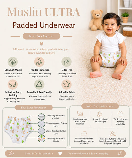 Muslin ULTRA Padded Underwear 3 Pc Pack Combo 6