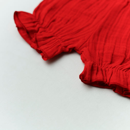 FIRSTIN Muslin Bubble Crinkle Bloomers - Carmine
