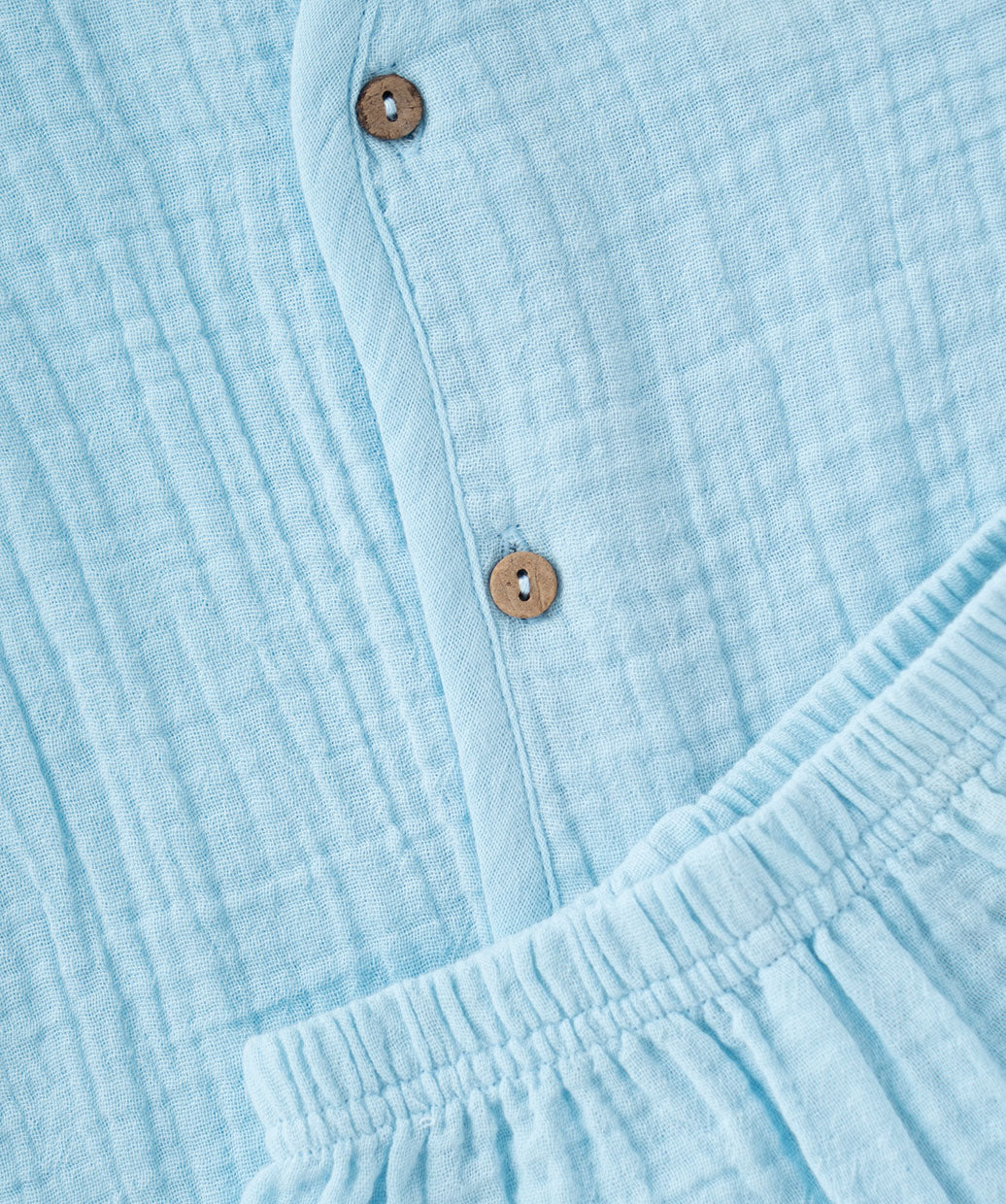 Muslin Bubble Crinkle Jabla-Shorts Set Half Sleeve - Aqua