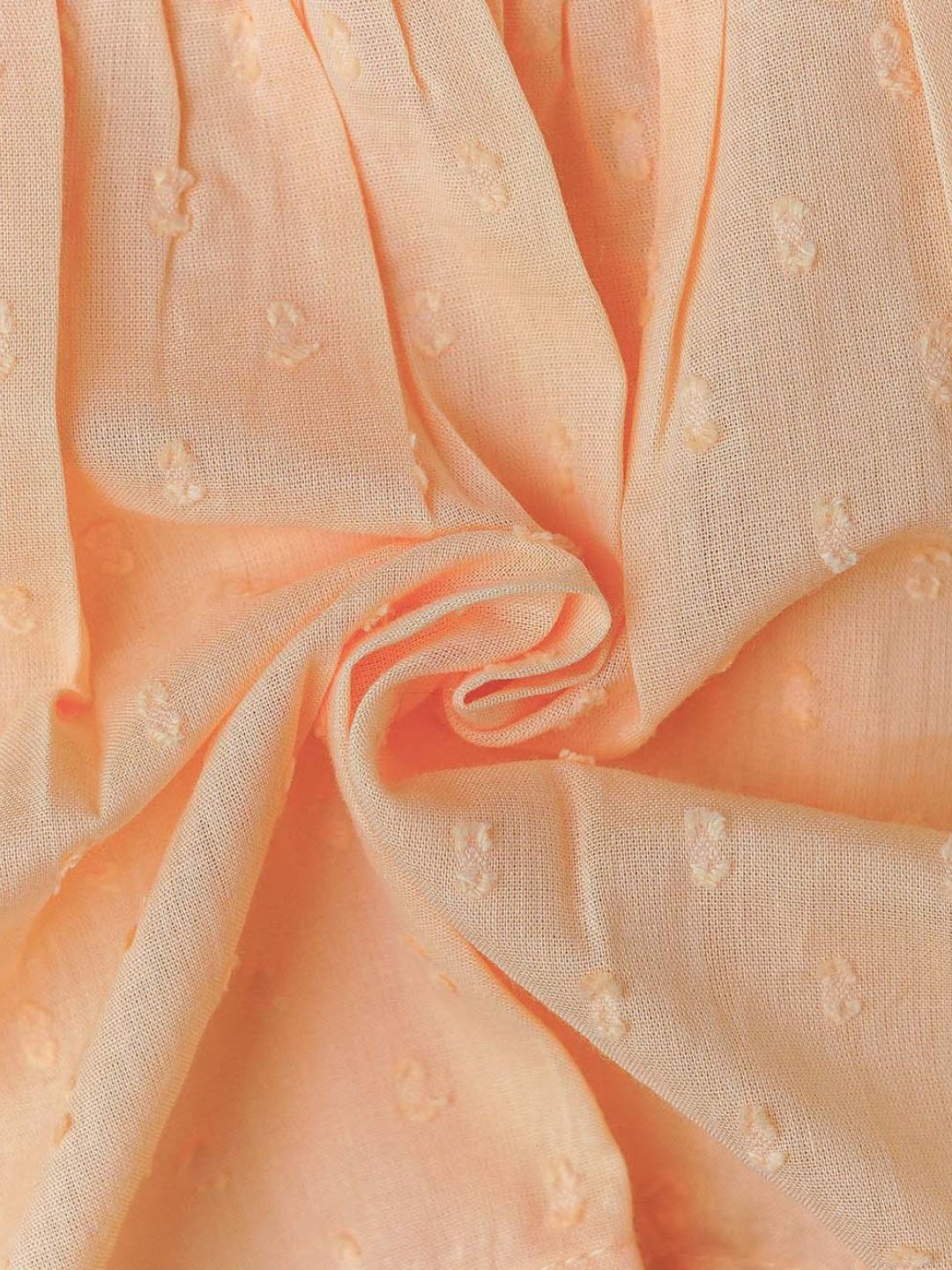Swiss Dobby Sleeveless Casual Frock - Apricot Sherbet