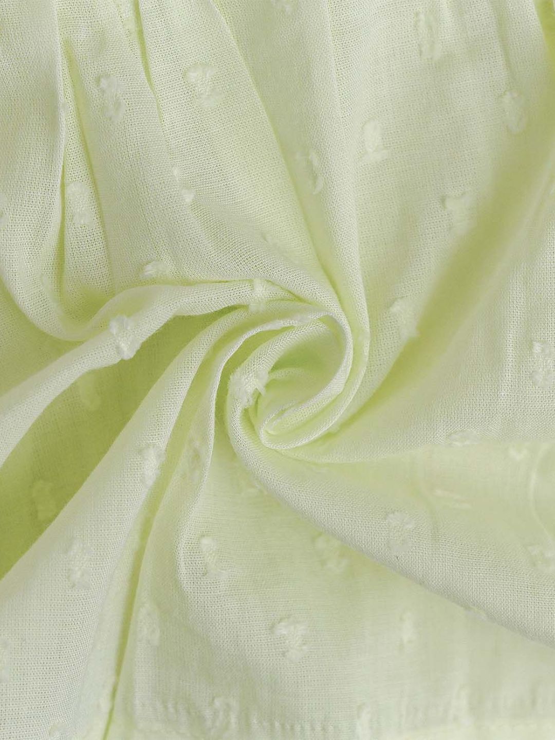 Swiss Dobby Sleeveless Casual Frock - Lime Cream