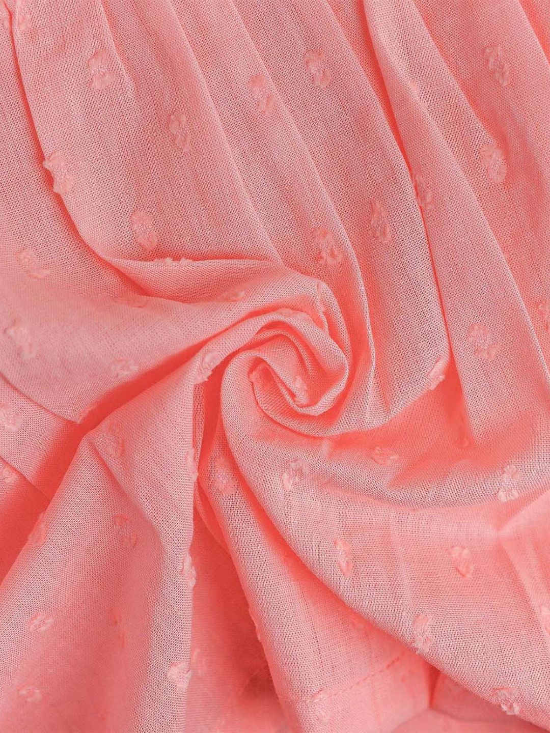 Swiss Dobby Sleeveless Casual Frock - Melon Pink