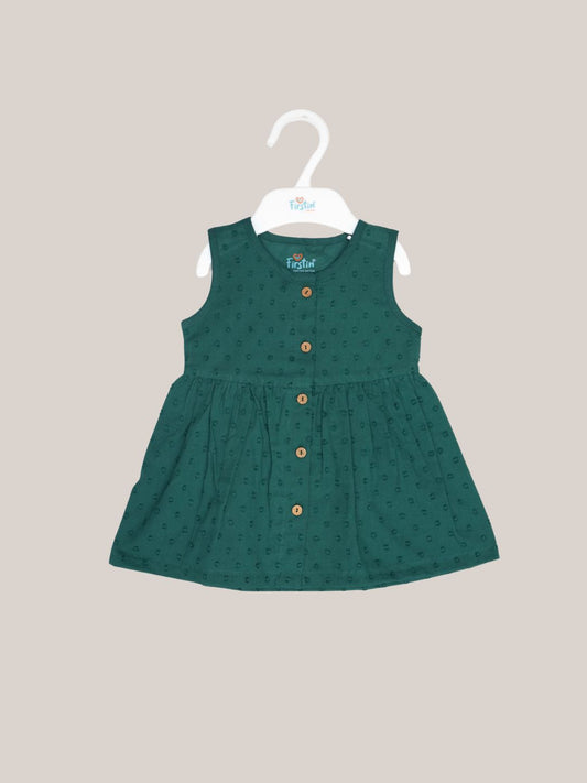 Swiss Dobby Sleeveless Casual Frock - Opal
