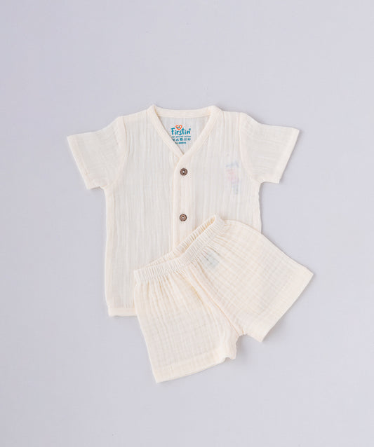 Muslin Bubble Crinkle Jabla-Shorts Set Half Sleeve - Cosmic