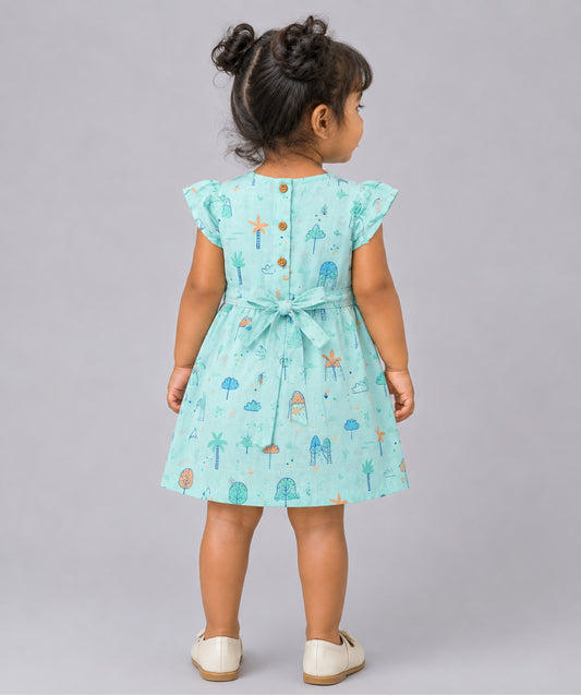 Muslin Cap Sleeve Frock - Mint Cliff