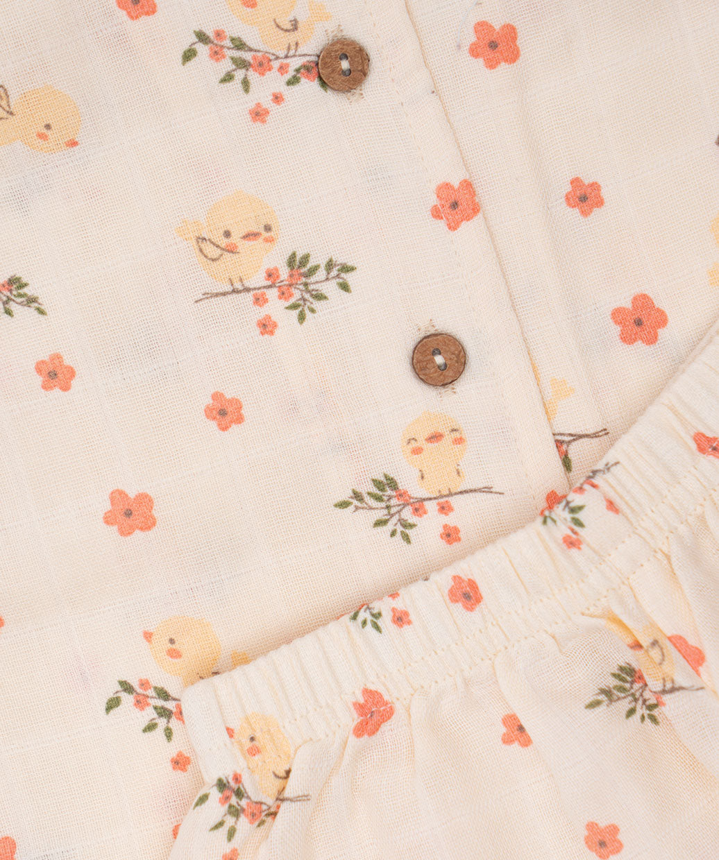 Muslin Night Suit - Vanilla Humming Bird
