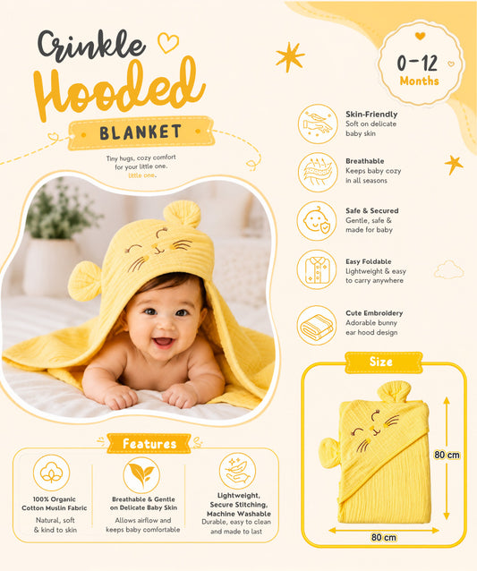 Muslin Bubble Crinkle Hooded Blanket - Crayola (Kitty)