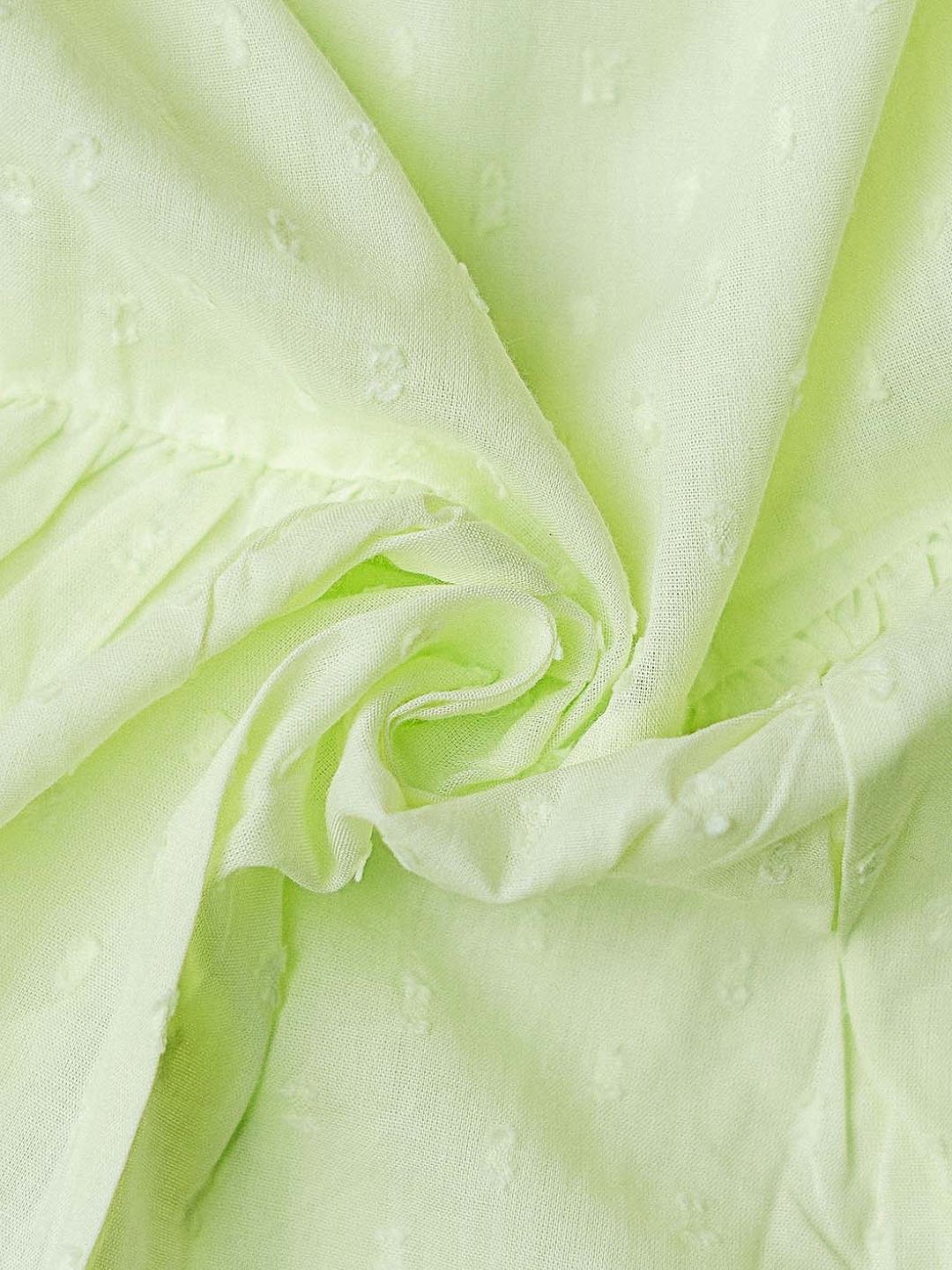 Swiss Dobby Half Sleeve Casual Frock - Lime Cream
