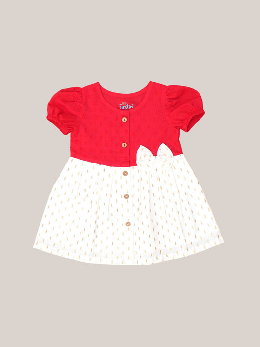 Lurex Dobby Frock - Shimmer Carmine