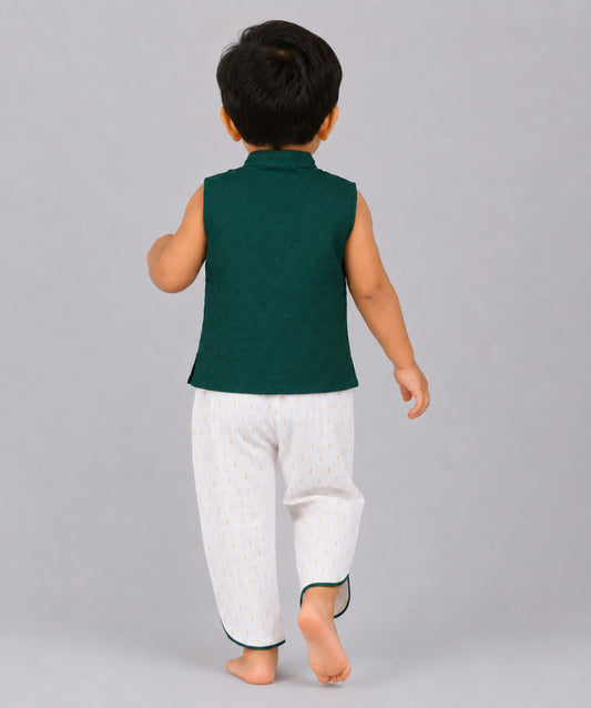 Lurex Dobby Waist Coat-Dhoti Pant - Opal