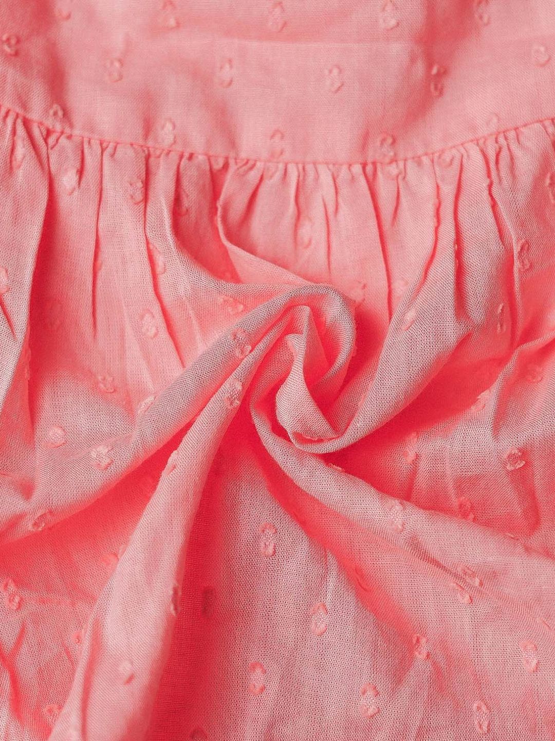 Swiss Dobby Half Sleeve Casual Frock - Melon Pink