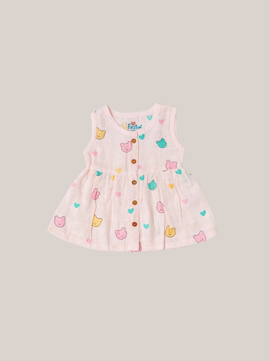 Muslin Front Open Sleeveless Frock - Salsa Rose Buddy