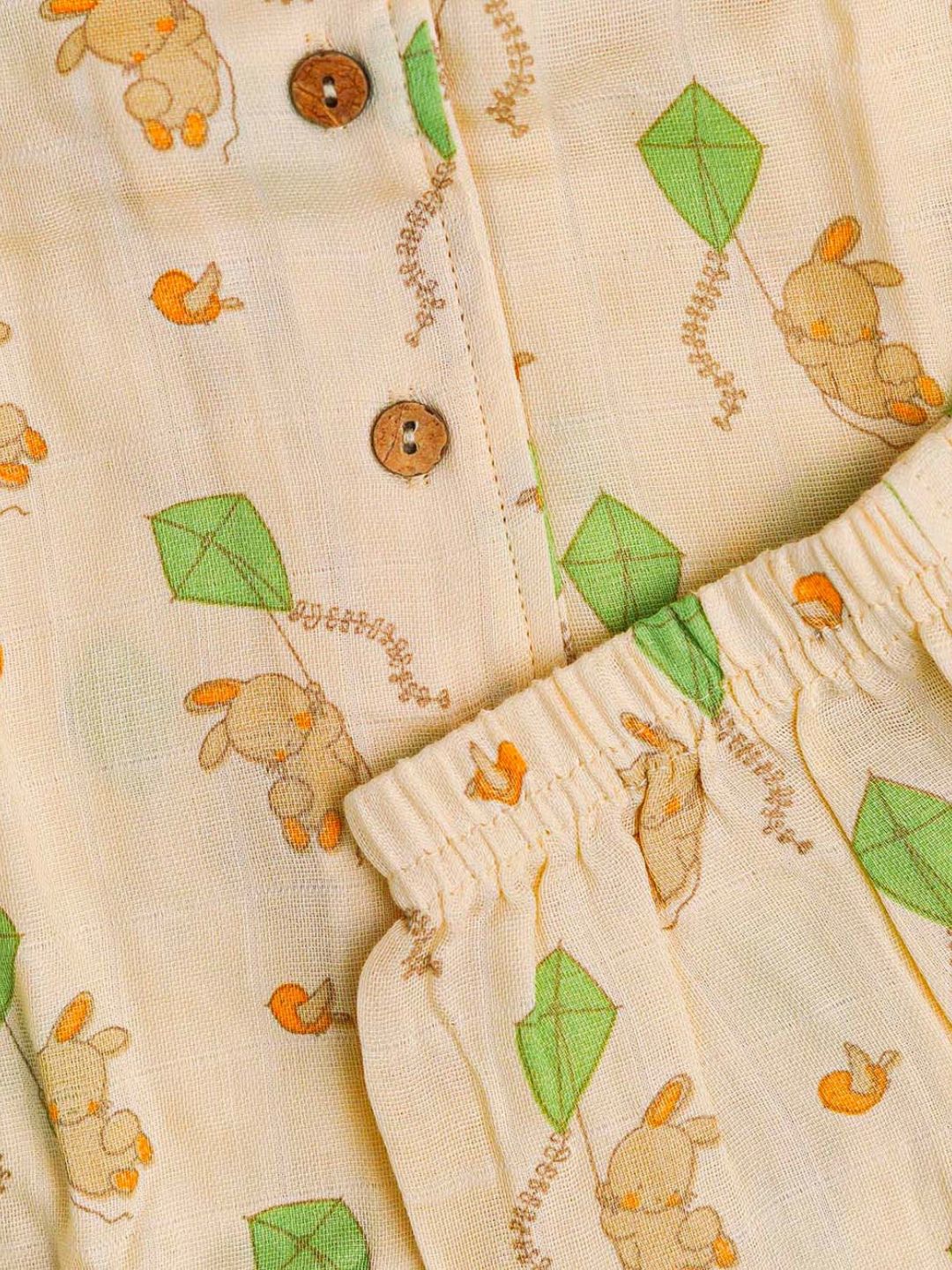 Muslin Night Suit - Vannila Bunny Kite