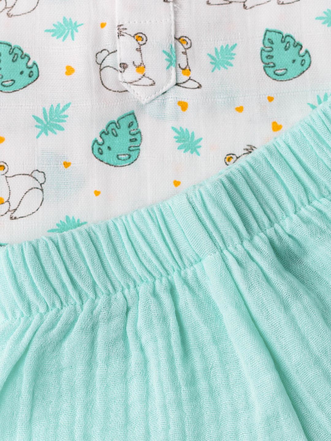 Muslin Pyjama Patiala Set - (W) Mint Sloth Bear