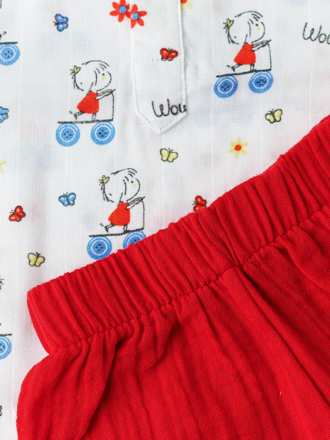 Muslin Pyjama Patiala Set - (W) Salsa Rose Scarlet