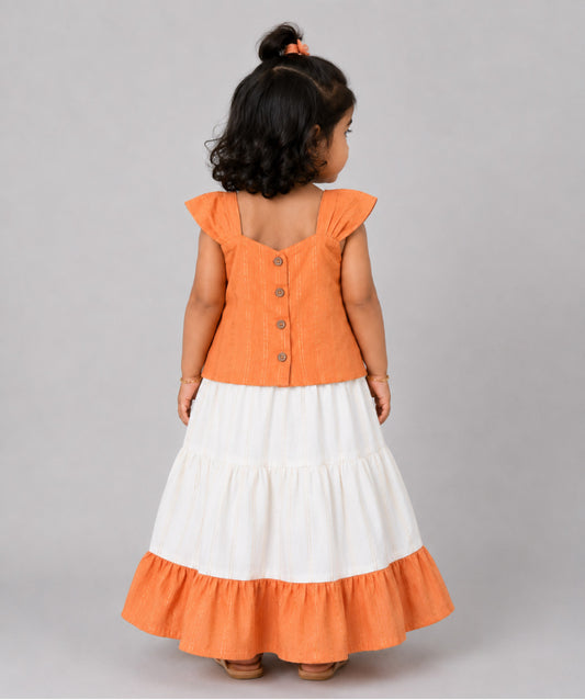 Ira Top With Skirt (Sleeveless) - Carrot Orange