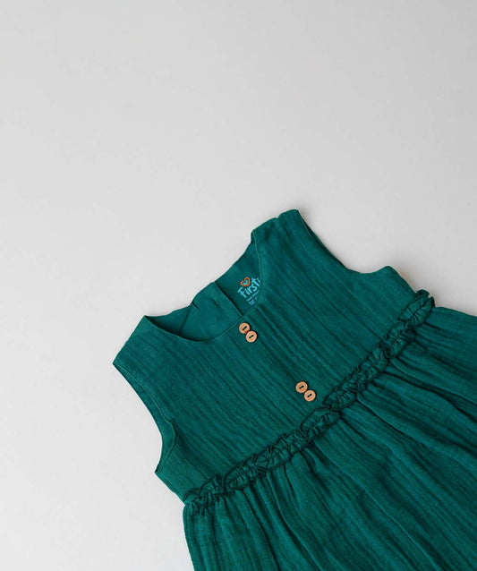 Muslin Bubble Crinkle Grace Frock - Opal