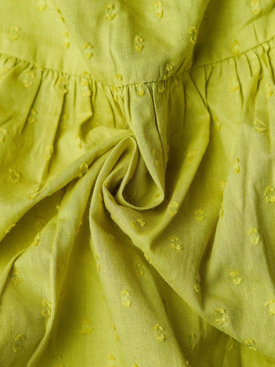 Swiss Dobby Half Sleeve Casual Frock - Palm Green