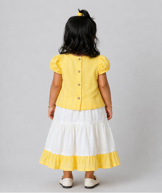 Ridhi Top With Skirt (Puff Sleeve) - Crayola