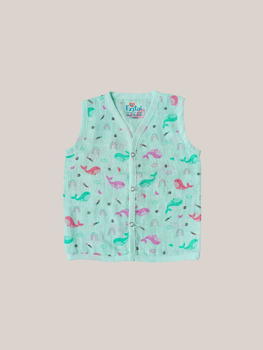 FIRSTIN Muslin COLOR Jabla Snap Button Sleeveless Assorted (Any 3 prints) 3 Pcs Pack Combo 2