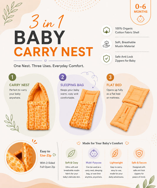 Apricot Sherbet Moss Muslin Baby Carrier Nest