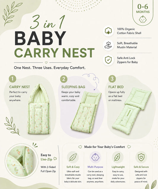 Lime Cream Runner Duck Muslin Baby Carrier Nest