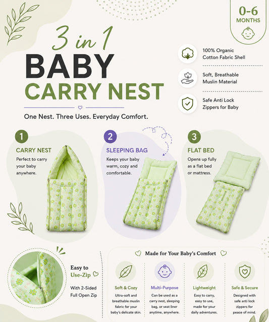 Fluo Green Buttercup Muslin Baby Carrier Nest