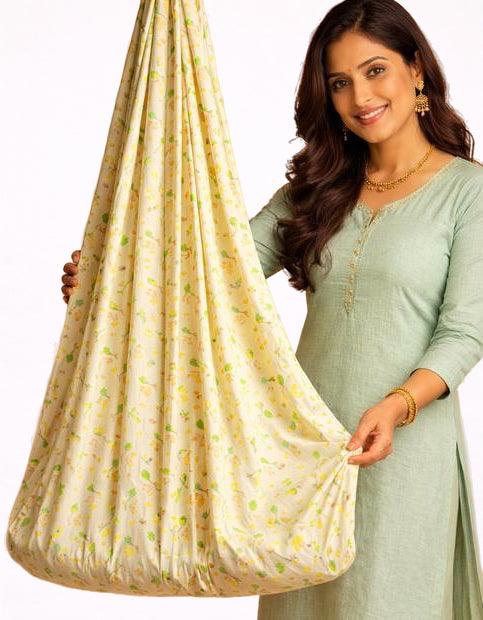 Vannilla Bunny kite Print Poplin Cradle / Thottil / Jhula With Matching Net