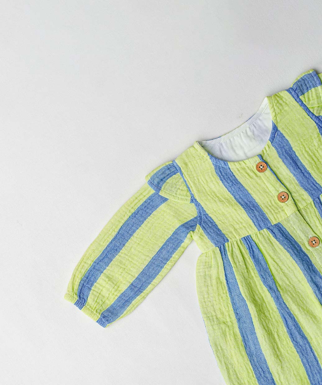 Y/D Muslin Crinkle Breezy Frock Full Sleeve - Bengal Stripe GB
