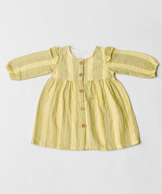 Y/D Muslin Crinkle Breezy Frock Full Sleeve - Bengal Stripe GY