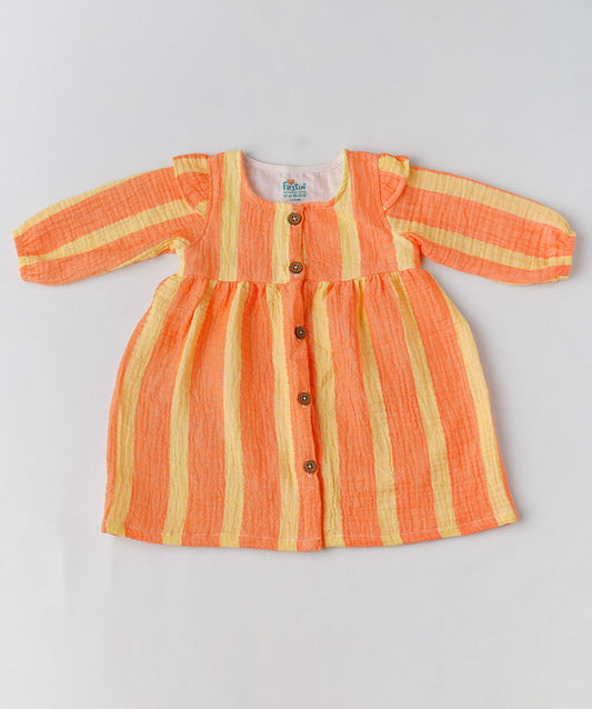 Y/D Muslin Crinkle Breezy Frock Full Sleeve - Bengal Stripe