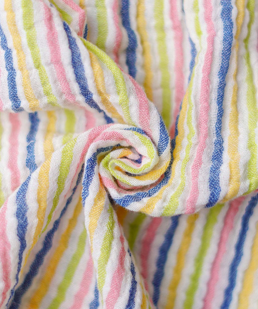 Y/D Muslin Crinkle Breezy Frock Full Sleeve - Candy Stripe