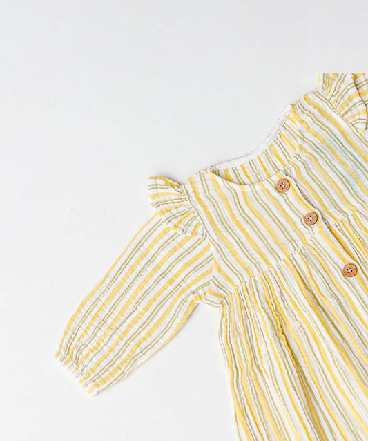 Y/D Muslin Crinkle Breezy Frock Full Sleeve - Pencil Stripe