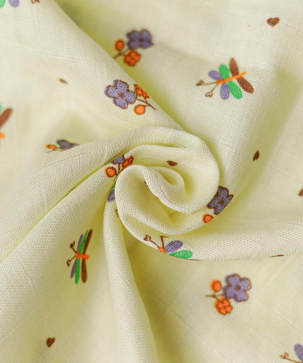 Muslin Cap Sleeve Frock - Lt. Yellow Monarch