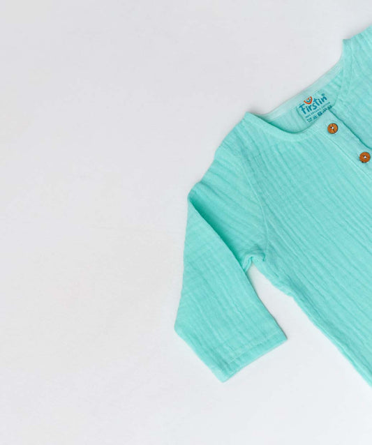 Muslin Bubble Crinkle Pyjamas Set - Marine