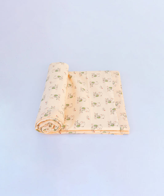 Poplin Cotton Dohar (Mattress Protector/Receiving Sheet) - Apricot Sherbet Backpack