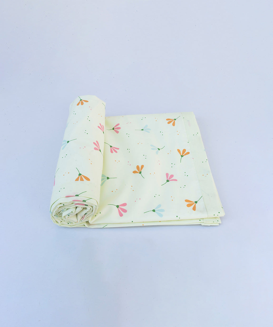 Poplin Cotton Dohar (Premium Bed Protector) - Lime Cream Bloom
