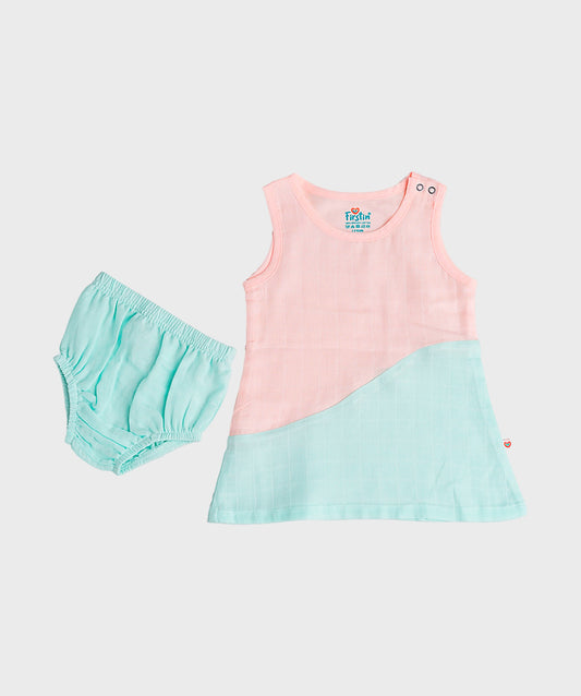 Muslin Frock (Duo) Panty Combo - Mint