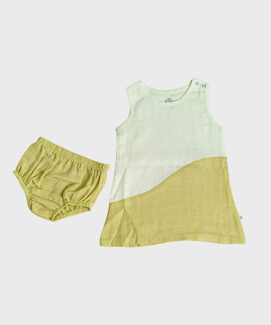 Muslin Frock (Duo) Panty Combo - Palm Green