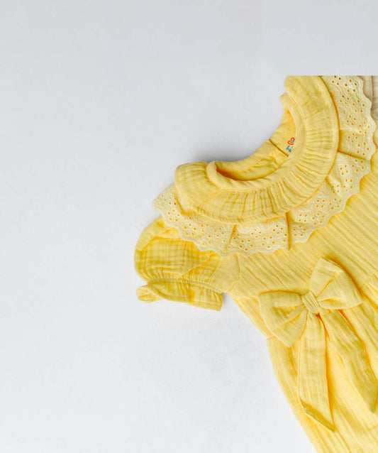 Muslin Bubble Crinkle Frock (Frill Bow) - Crayola