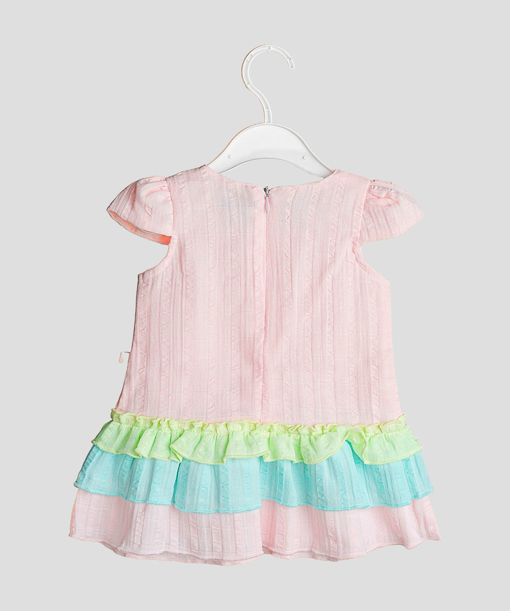 Seer Sucker Muslin Fusion Frock - Lt. Pink
