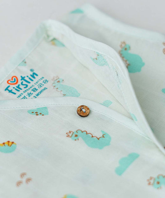 FIRSTIN Muslin Jabla-Shorts Set Sleeveless - Frost Dino Crown