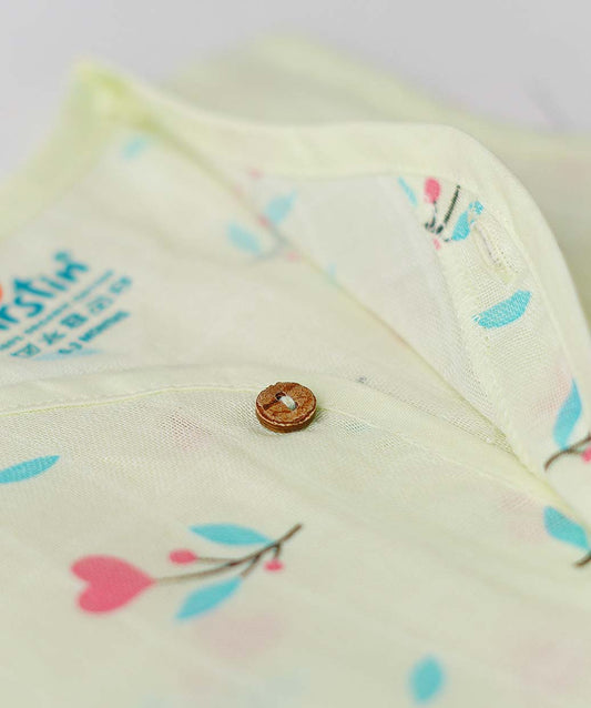 FIRSTIN Muslin Jabla-Shorts Set Sleeveless - Lime Cream Anthurium