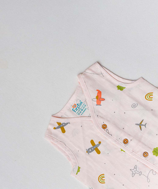 FIRSTIN Muslin Jabla-Shorts Set Sleeveless - Salsa Rose Airjet