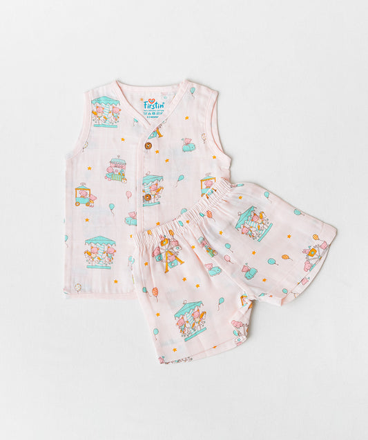 Muslin Jabla-Shorts Set Sleeveless - Salsa Rose Ferris Wheel