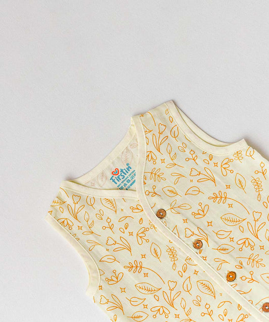 FIRSTIN Muslin Jabla-Shorts Set Sleeveless - Lime Cream Shrubs