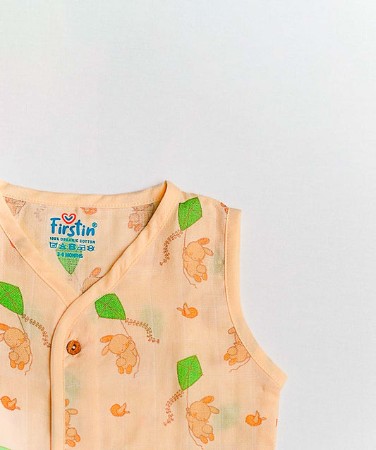 FIRSTIN Vannila Bunny Kite Muslin Jablas Shorts Set Sleeveless