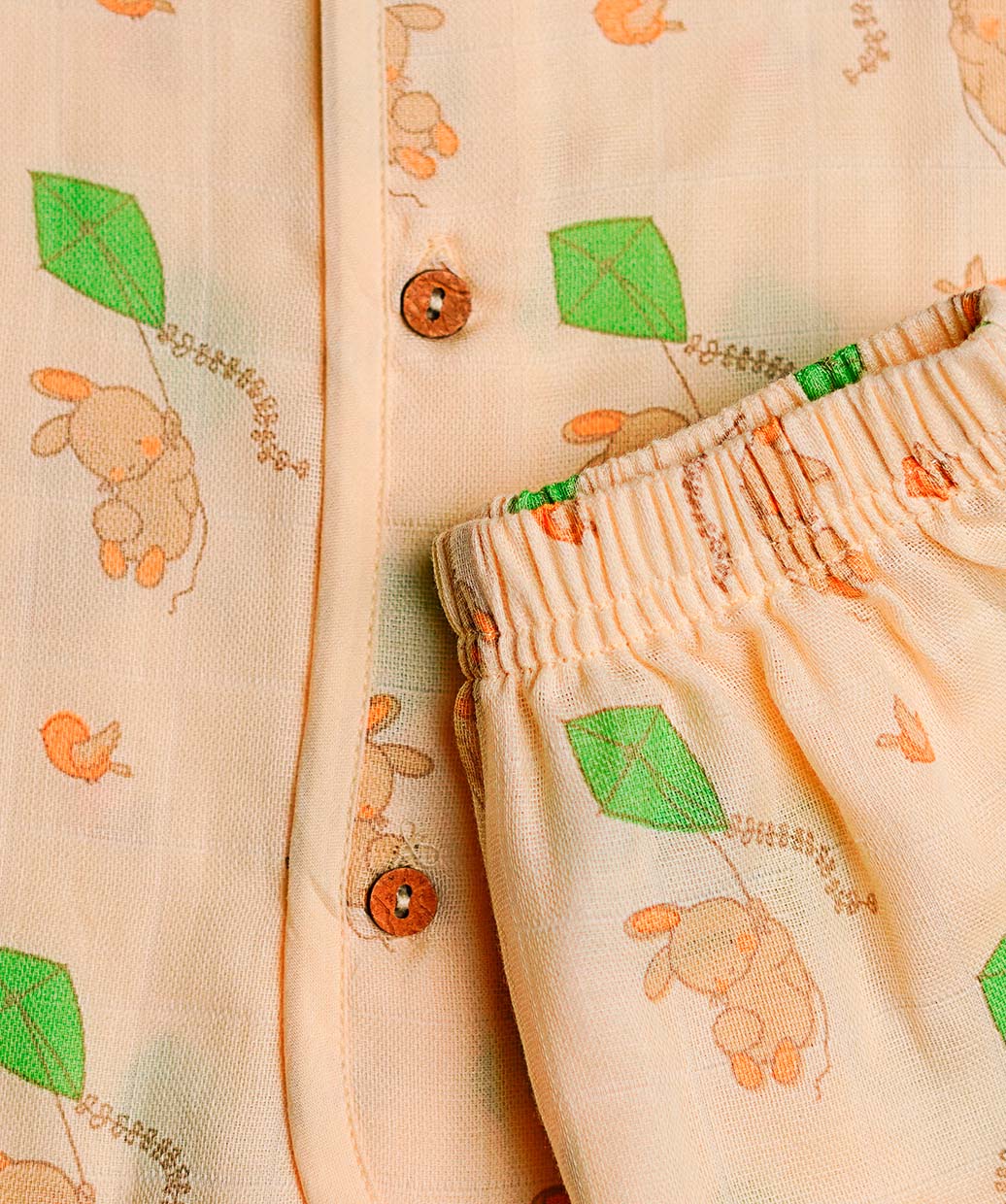 Vannila Bunny Kite Muslin Jablas Shorts Set Sleeveless