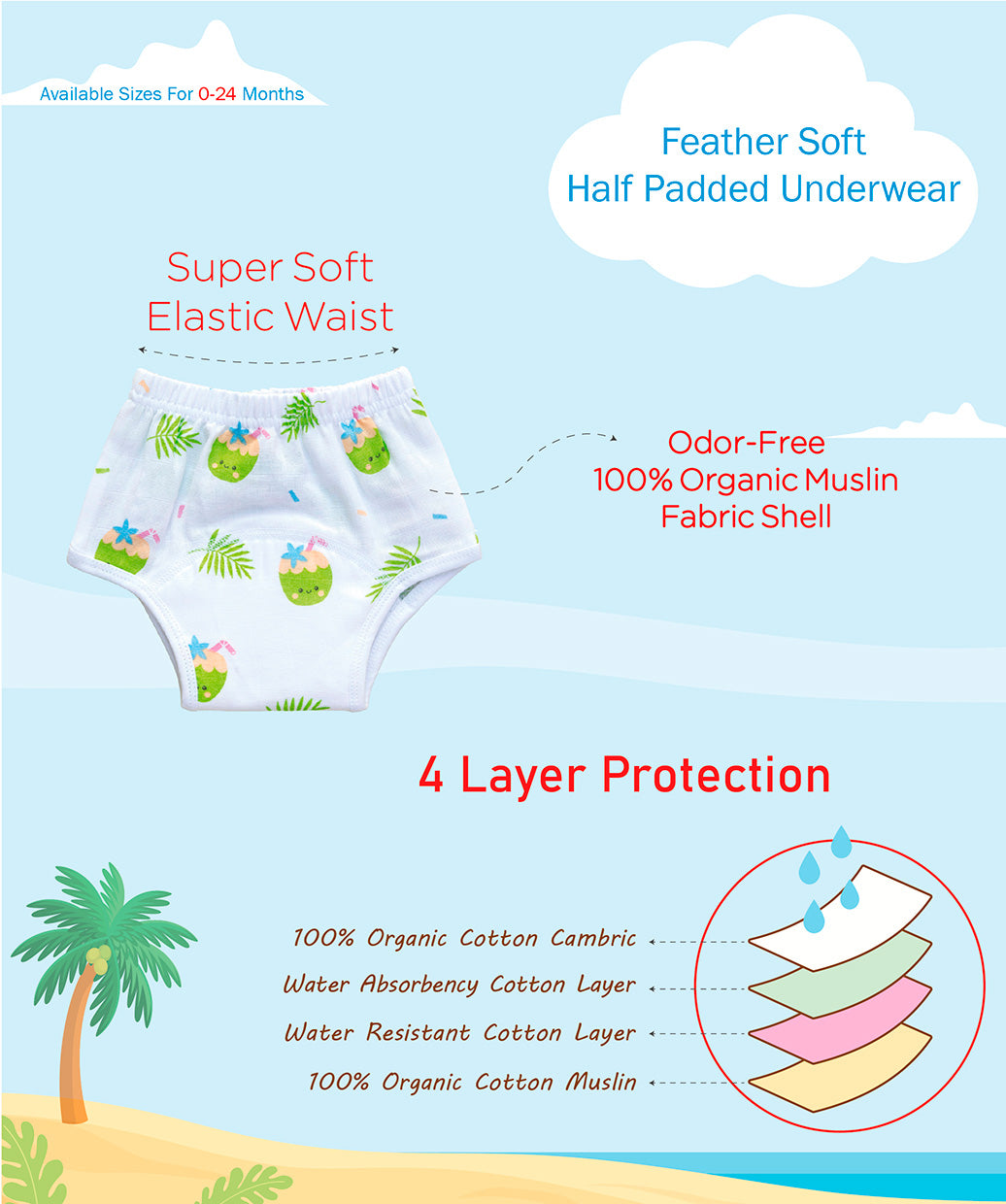Muslin Padded Underwear Assorted 3 Pc Pack Combo A