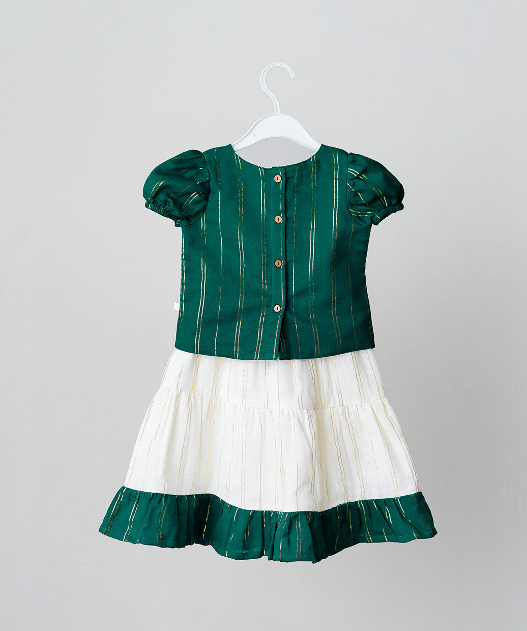Ridhi Top With Skirt (Puff Sleeve) - Opal